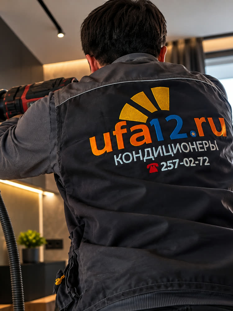 Монтажник UFA12 сверлит стену под трассу